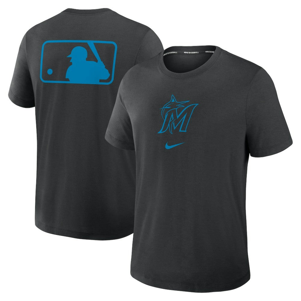 Black Miami Marlins Nike Authentic Collection Early Work Tri-Blend Dri-FIT T-Shirt