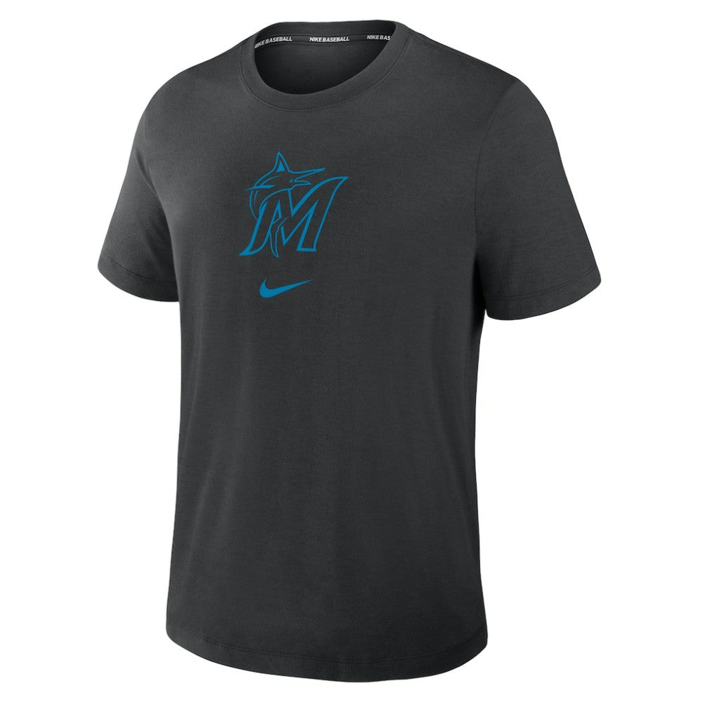 Black Miami Marlins Nike Authentic Collection Early Work Tri-Blend Dri-FIT T-Shirt