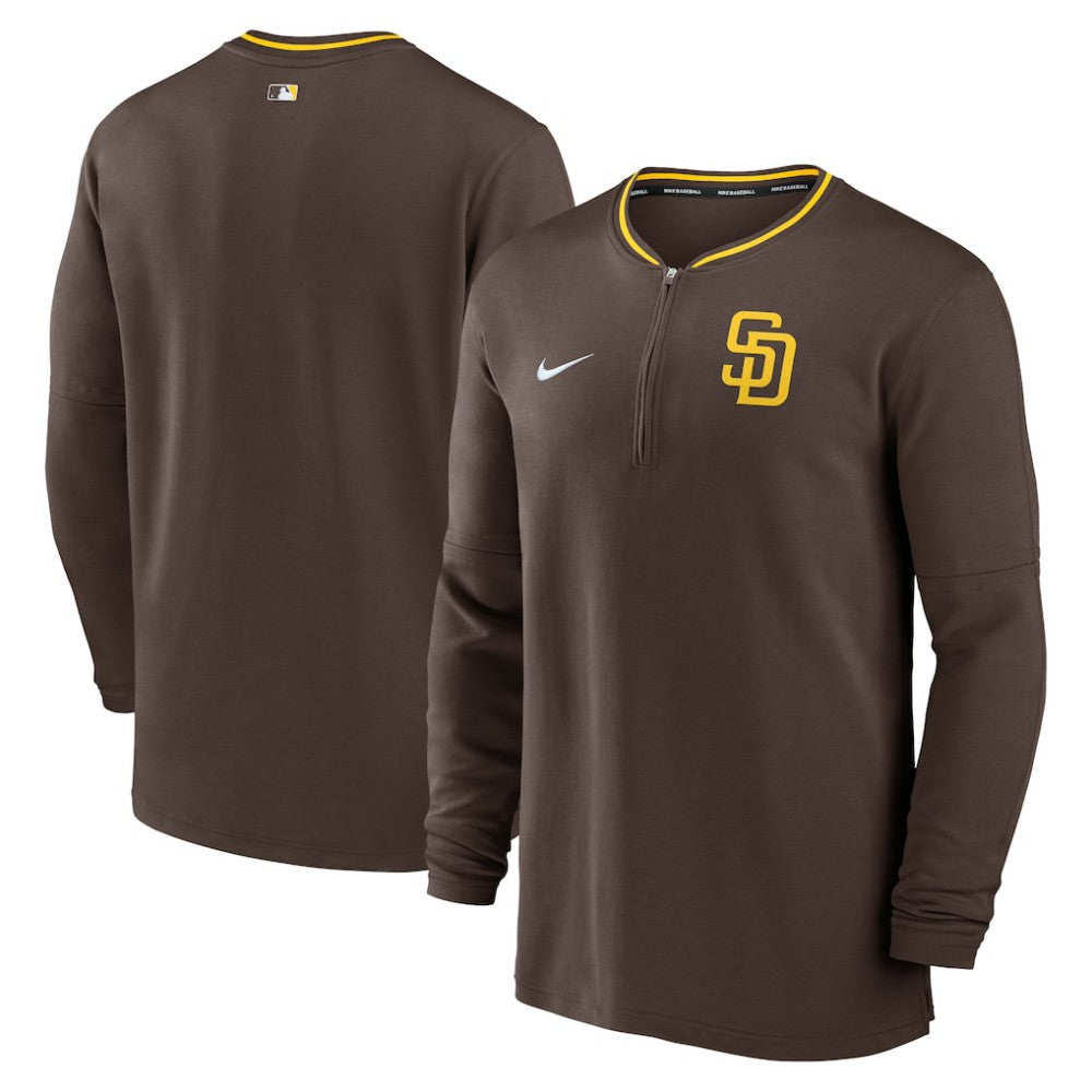 Brown San Diego Padres Nike Authentic Collection Performance Half-Zip Top