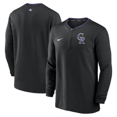 Black Colorado Rockies Nike Authentic Collection Performance Half-Zip Top