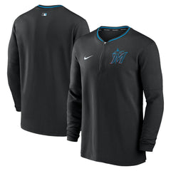 Black Miami Marlins Nike Authentic Collection Performance Half-Zip Top