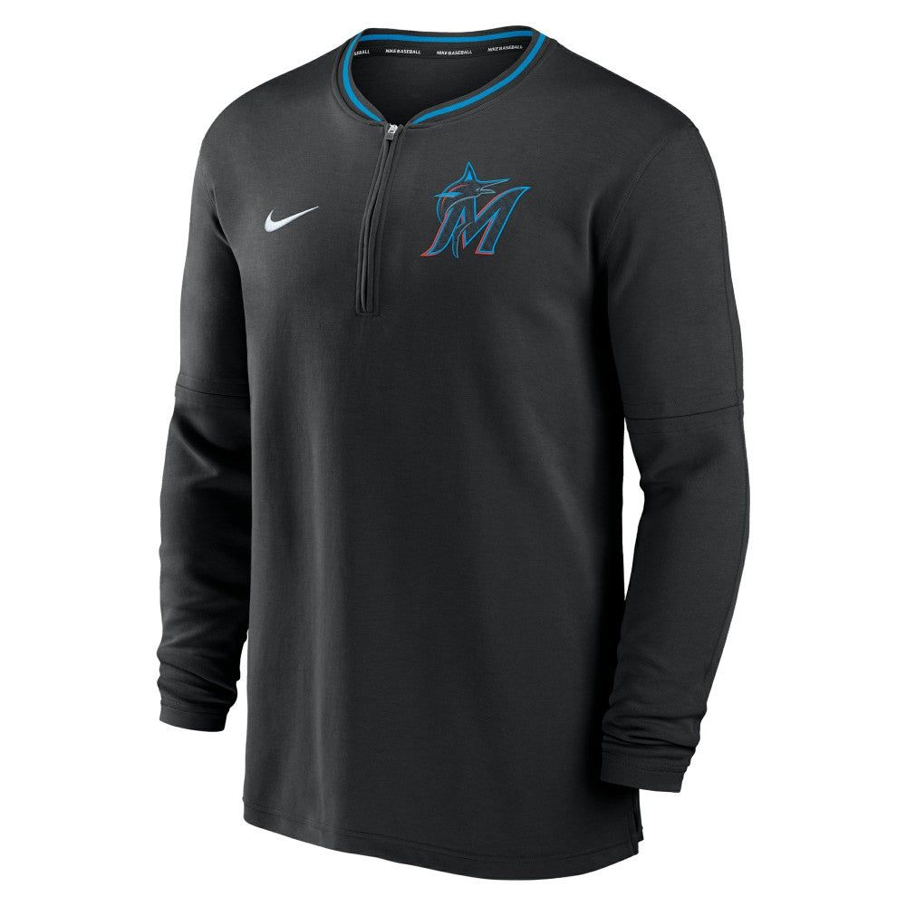Black Miami Marlins Nike Authentic Collection Performance Half-Zip Top