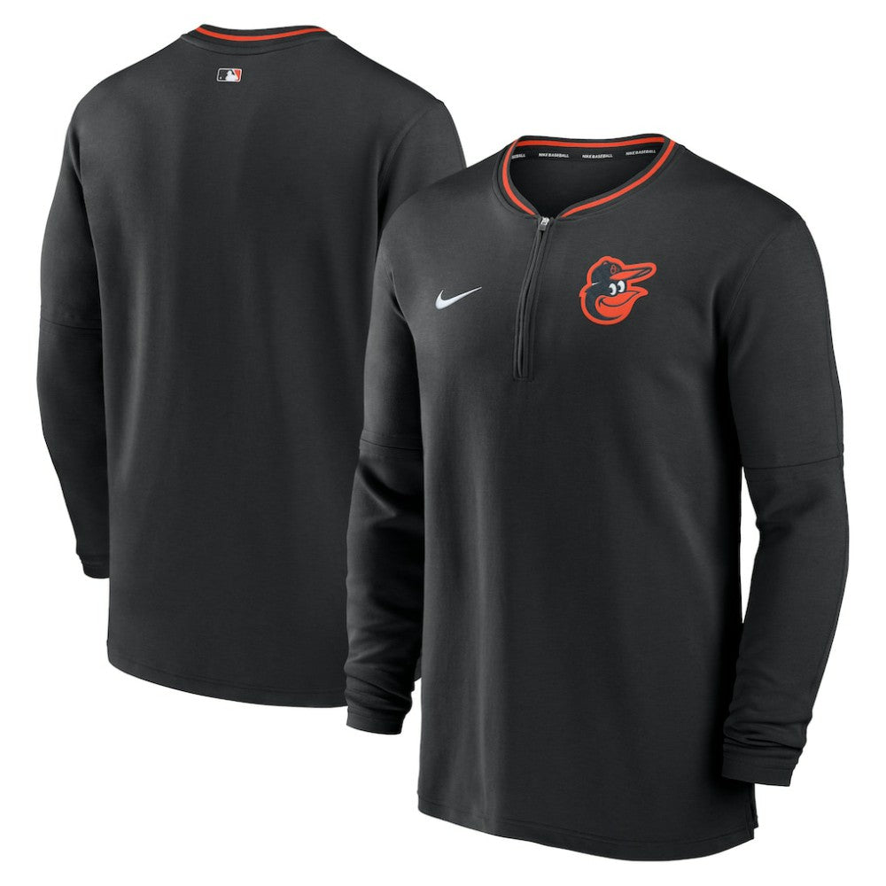 Black Baltimore Orioles Nike Authentic Collection Performance Half-Zip Top