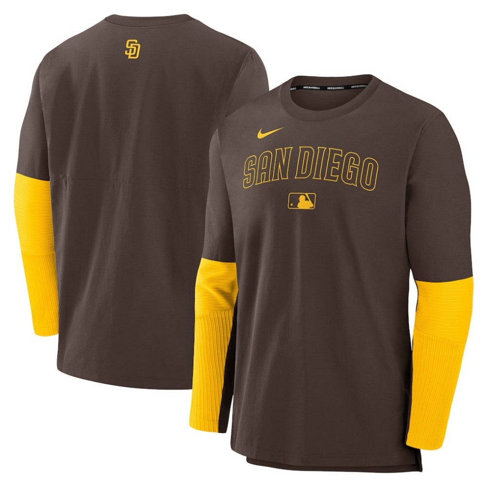 Brown/Gold San Diego Padres Nike Authentic Collection Player Dri-FIT Lightweight Pullover