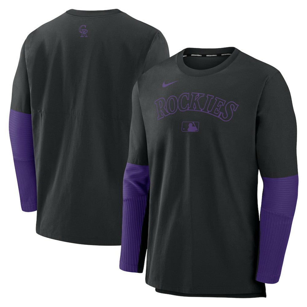 Black/Purple Colorado Rockies Nike Authentic Collection Player Dri-FIT Lightweight Pullover