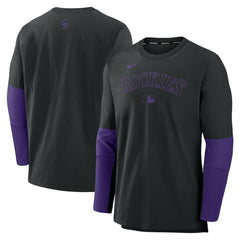 Black/Purple Colorado Rockies Nike Authentic Collection Player Dri-FIT Lightweight Pullover