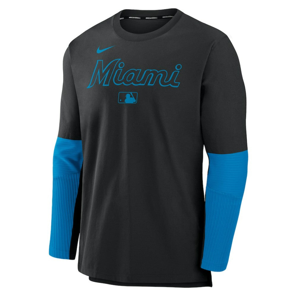 Black Miami Marlins Nike Authentic Collection Player Dri-FIT Lightweight Pullover