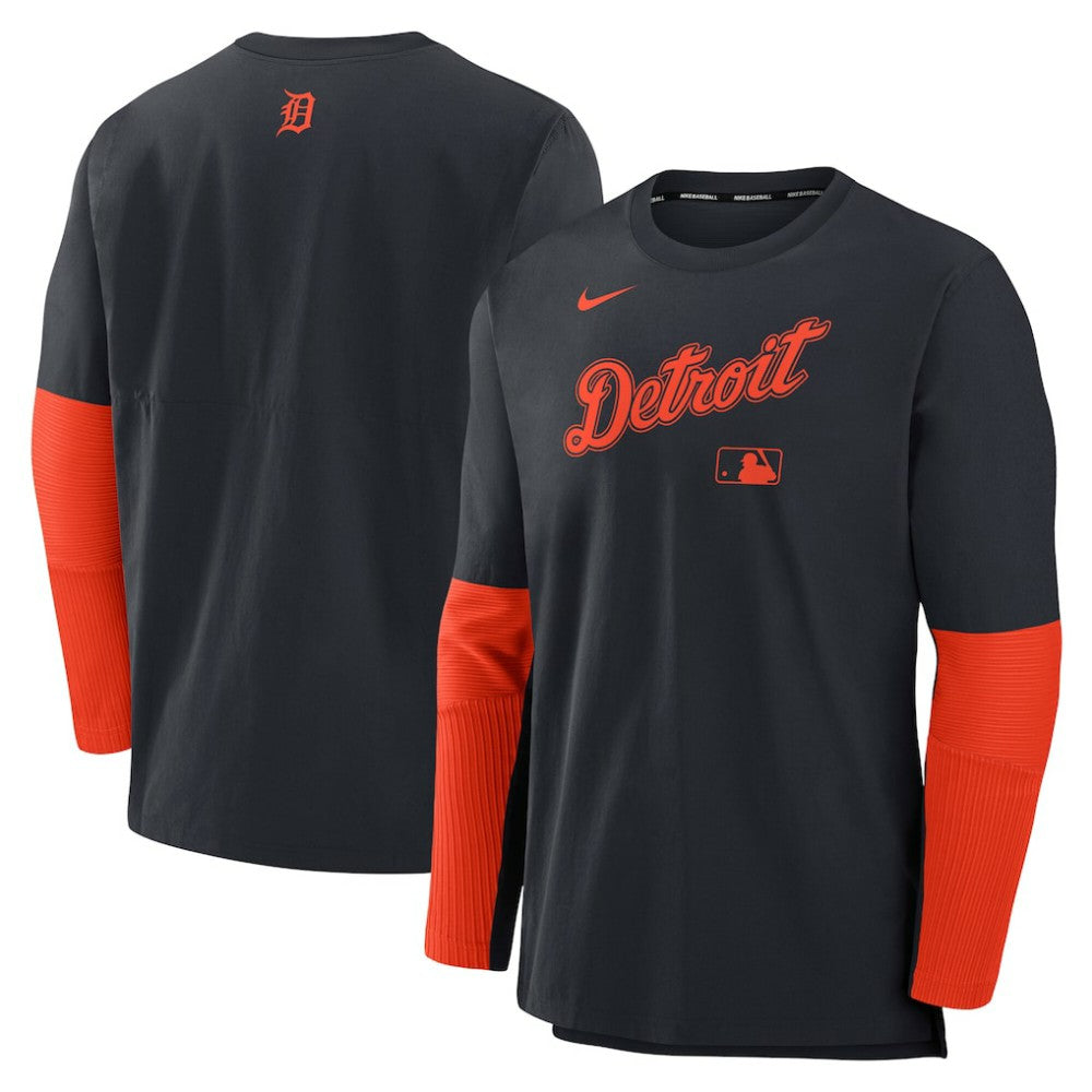 Navy/Orange Detroit Tigers Nike Authentic Collection Player Dri-FIT Lightweight Pullover
