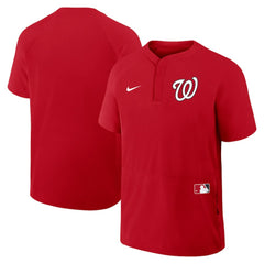Red Washington Nationals Nike Authentic Collection Raglan Short Sleeve Windshirt