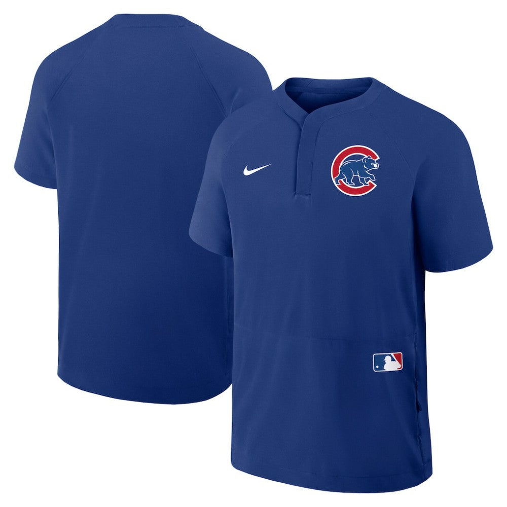 Royal Chicago Cubs Nike Authentic Collection Raglan Short Sleeve Windshirt