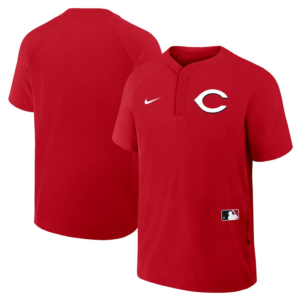 Red Cincinnati Reds Nike Authentic Collection Raglan Short Sleeve Windshirt