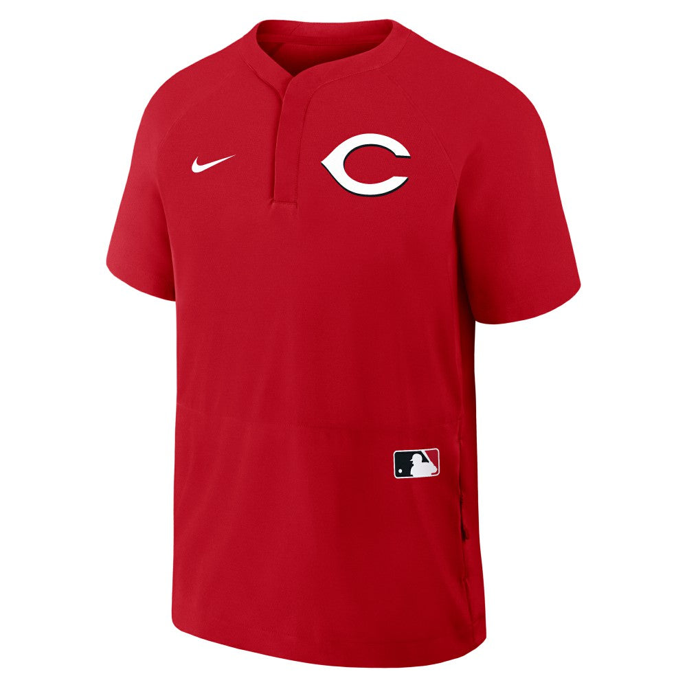 Red Cincinnati Reds Nike Authentic Collection Raglan Short Sleeve Windshirt
