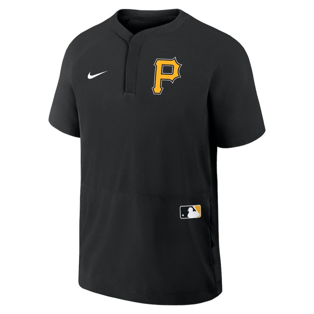Black Pittsburgh Pirates Nike Authentic Collection Raglan Short Sleeve Windshirt