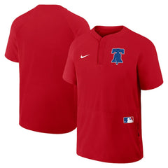 Red Philadelphia Phillies Nike Authentic Collection Raglan Short Sleeve Windshirt
