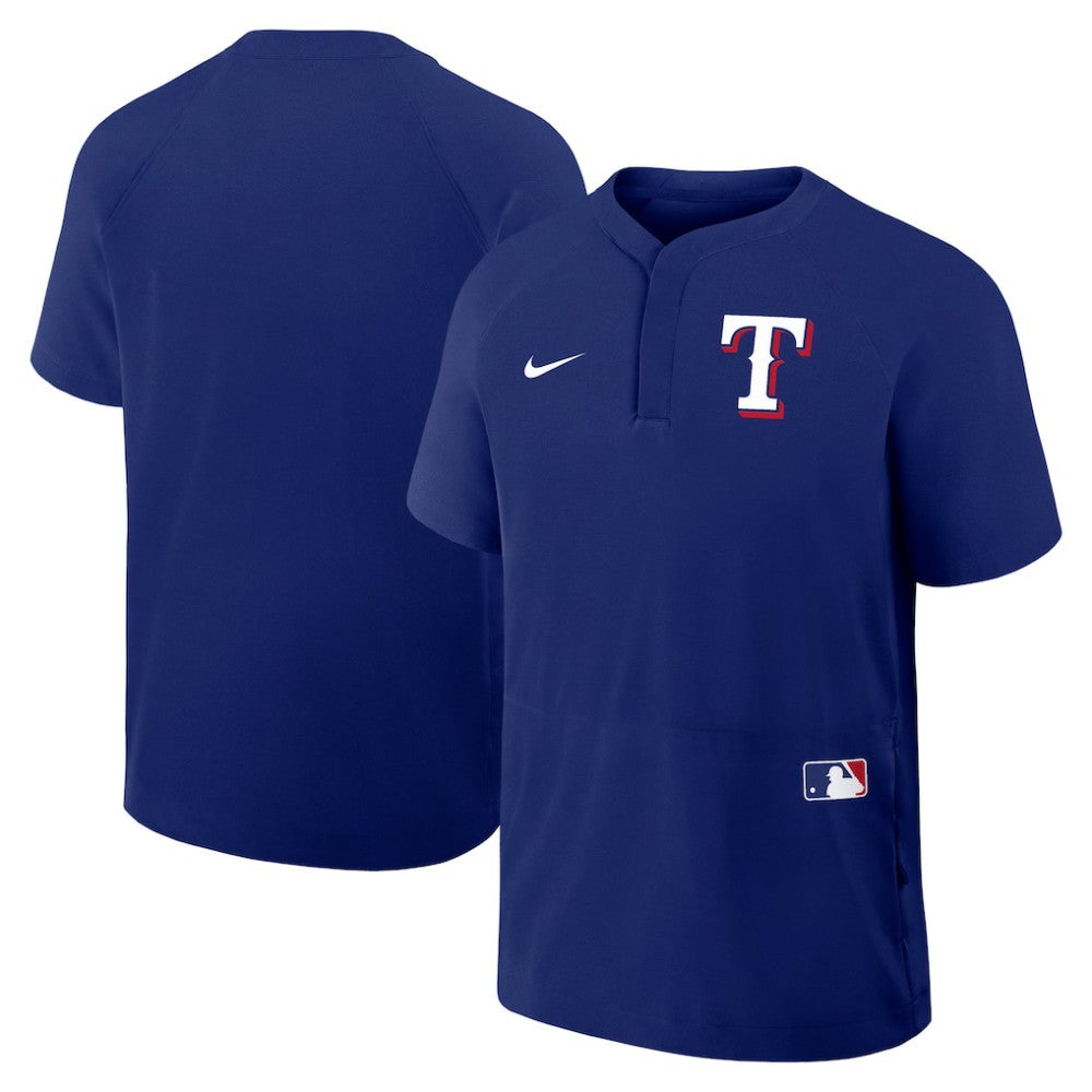 Royal Texas Rangers Nike Authentic Collection Raglan Short Sleeve Windshirt