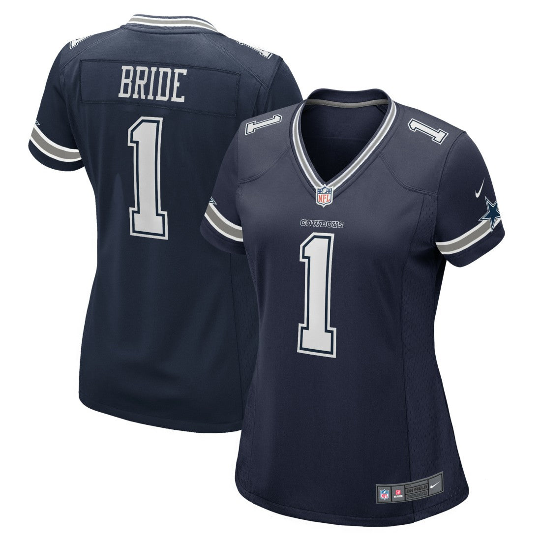 Number 1 Bride  Women's Game Jersey - Dallas Cowboys Jerseys