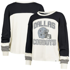 '47 Women's Double Header Curve Raglan Long Sleeve Crop Top - Dallas Cowboys Tops