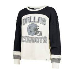 '47 Women's Double Header Curve Raglan Long Sleeve Crop Top - Dallas Cowboys Tops