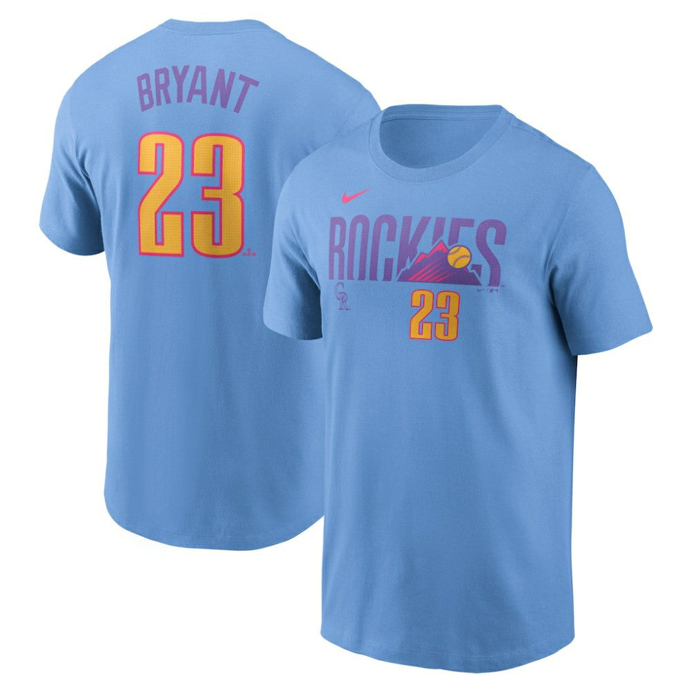 Light Blue Kris Bryant Colorado Rockies Nike 2025 City Connect Fuse Name & Number T-Shirt