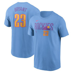 Light Blue Kris Bryant Colorado Rockies Nike 2025 City Connect Fuse Name & Number T-Shirt