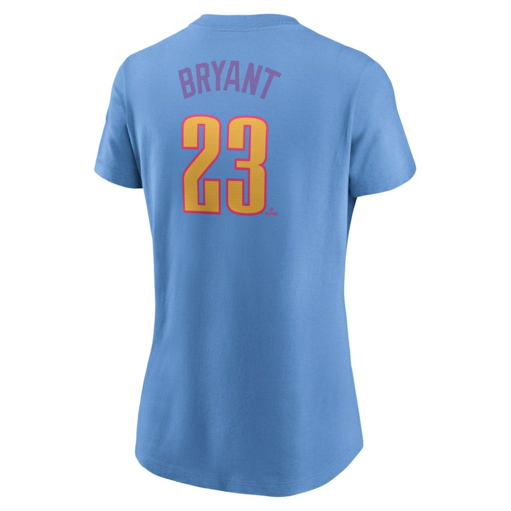 Light Blue Kris Bryant Colorado Rockies Nike Women's 2025 City Connect Fuse Name & Number T-Shirt