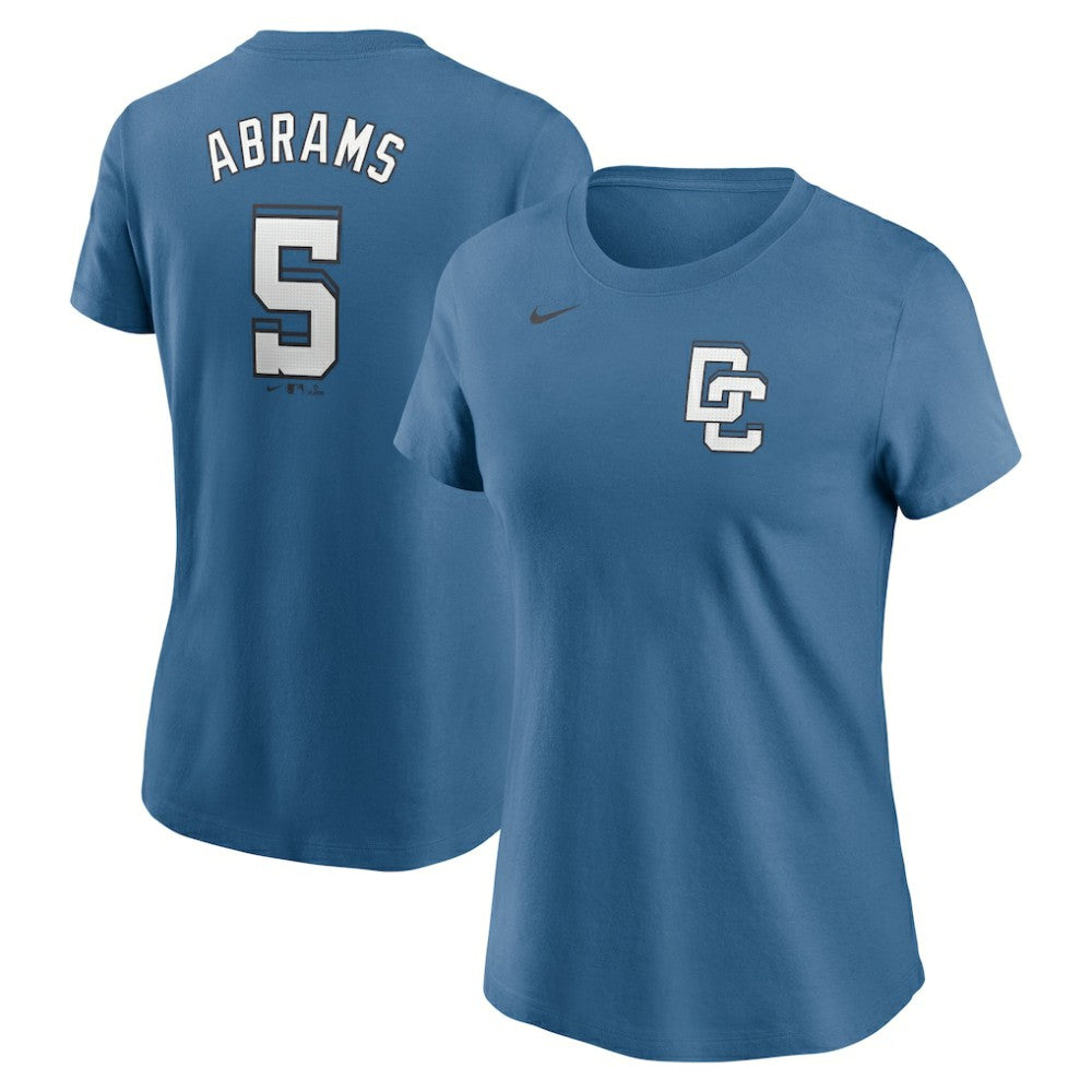 Blue CJ Abrams Washington Nationals Nike Women's 2025 City Connect Fuse Name & Number T-Shirt