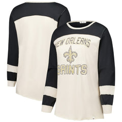 '47 Women's Plus Size Double Header Curve Toni Long Sleeve T-Shirt - New Orleans Saints T-shirts