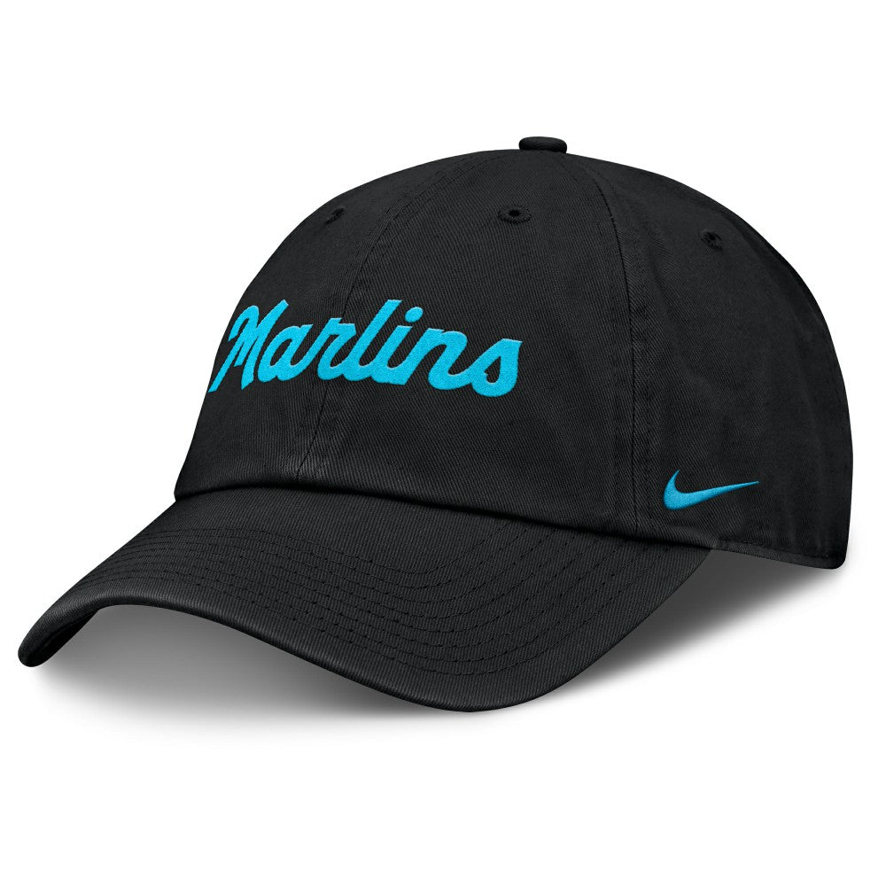Black Miami Marlins Nike Club Adjustable Hat