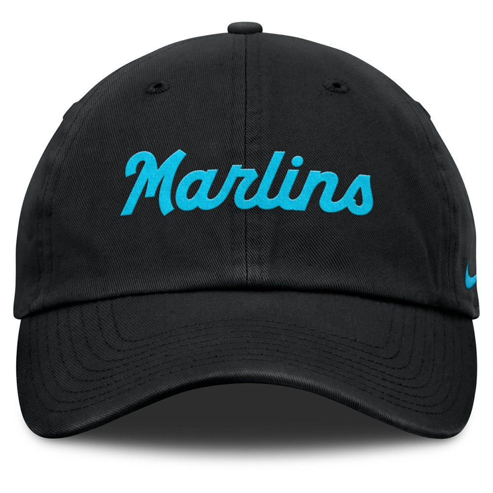 Black Miami Marlins Nike Club Adjustable Hat