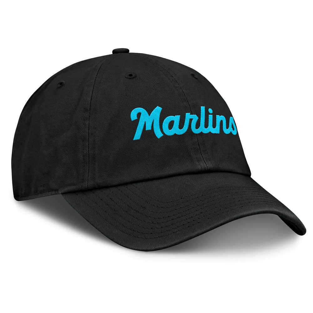 Black Miami Marlins Nike Club Adjustable Hat