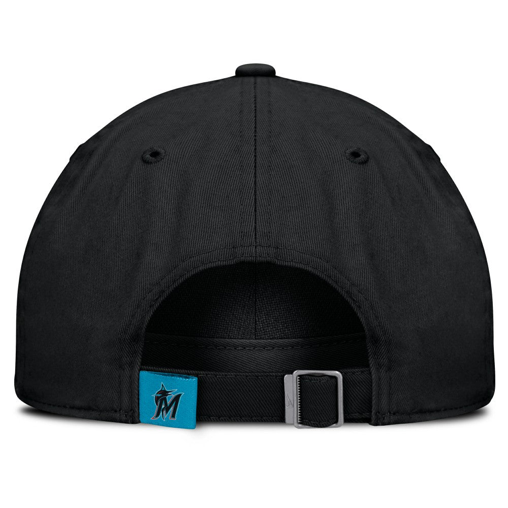 Black Miami Marlins Nike Club Adjustable Hat