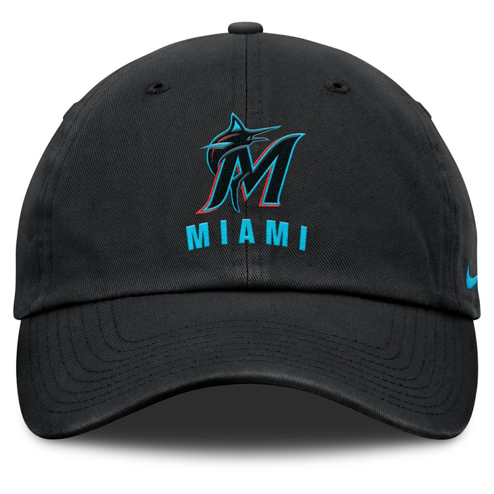 Black Miami Marlins Nike Club Adjustable Hat
