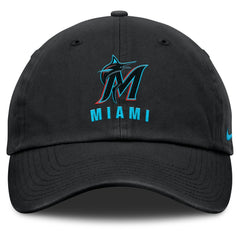 Black Miami Marlins Nike Club Adjustable Hat