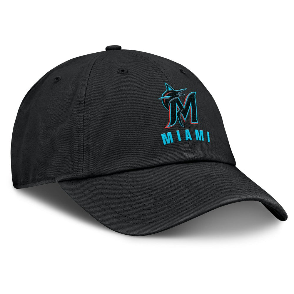 Black Miami Marlins Nike Club Adjustable Hat