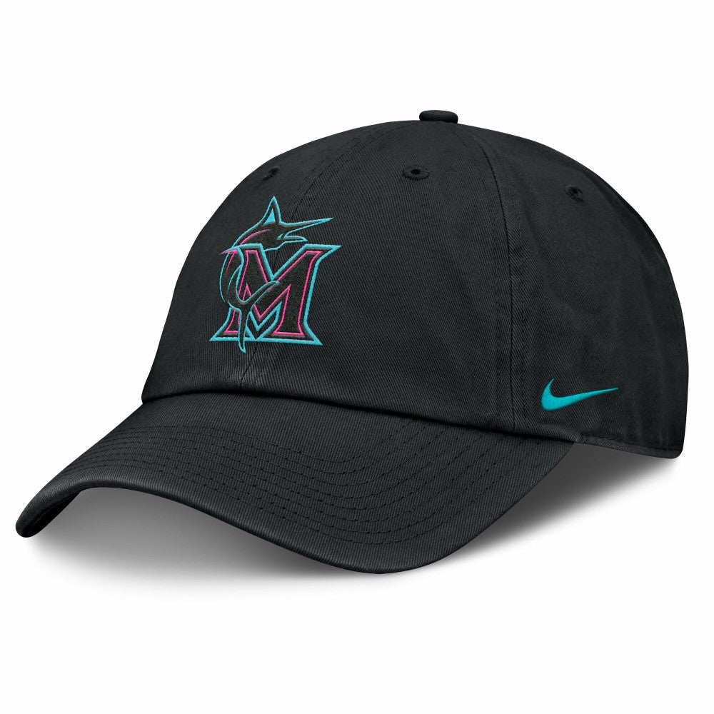 Black Miami Marlins Nike Unisex 2025 City Connect Club Adjustable Hat