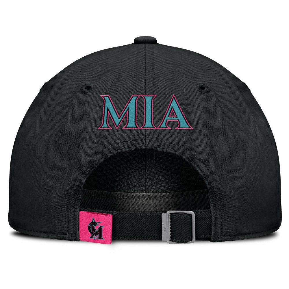 Black Miami Marlins Nike Unisex 2025 City Connect Club Adjustable Hat