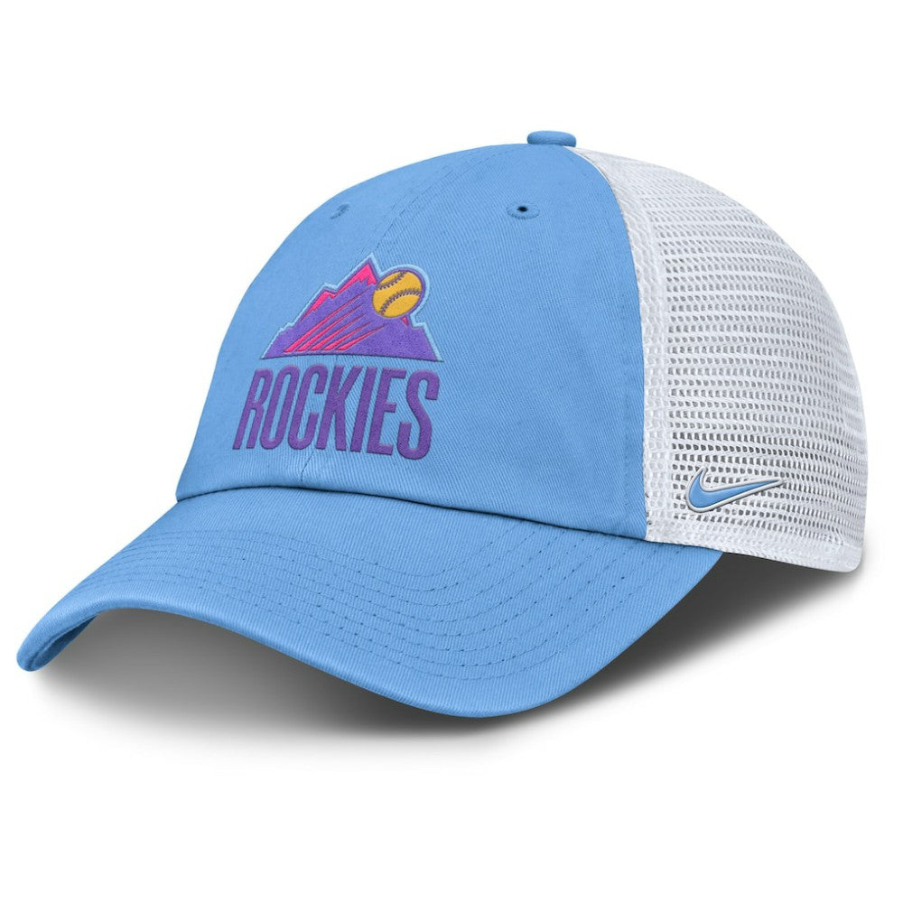 Light Blue/White Colorado Rockies Nike Unisex 2025 City Connect Club Adjustable Trucker Hat