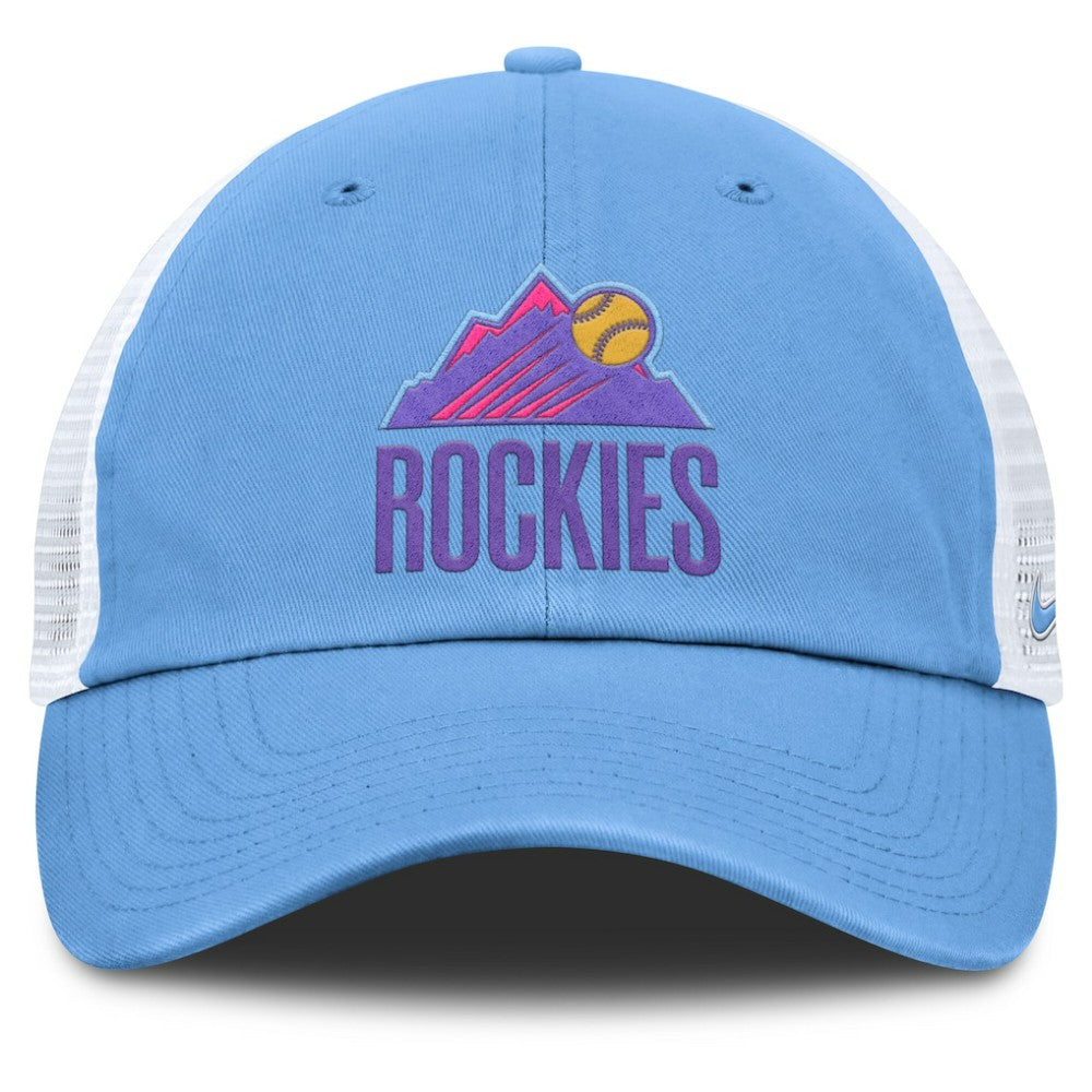 Light Blue/White Colorado Rockies Nike Unisex 2025 City Connect Club Adjustable Trucker Hat