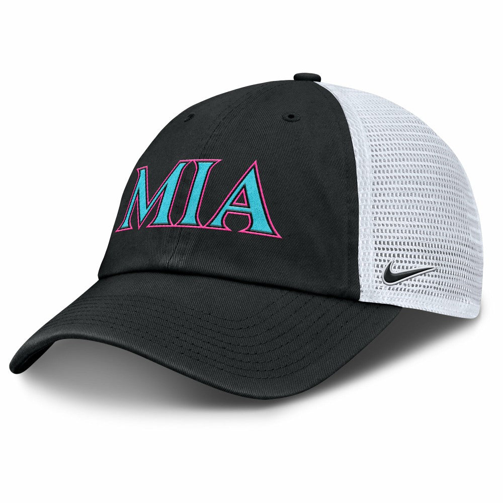 Black/White Miami Marlins Nike Unisex 2025 City Connect Trucker Adjustable Hat