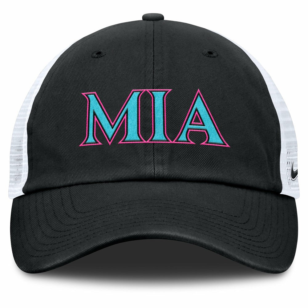 Black/White Miami Marlins Nike Unisex 2025 City Connect Trucker Adjustable Hat