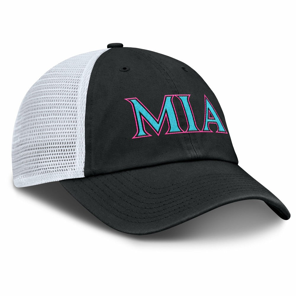 Black/White Miami Marlins Nike Unisex 2025 City Connect Trucker Adjustable Hat