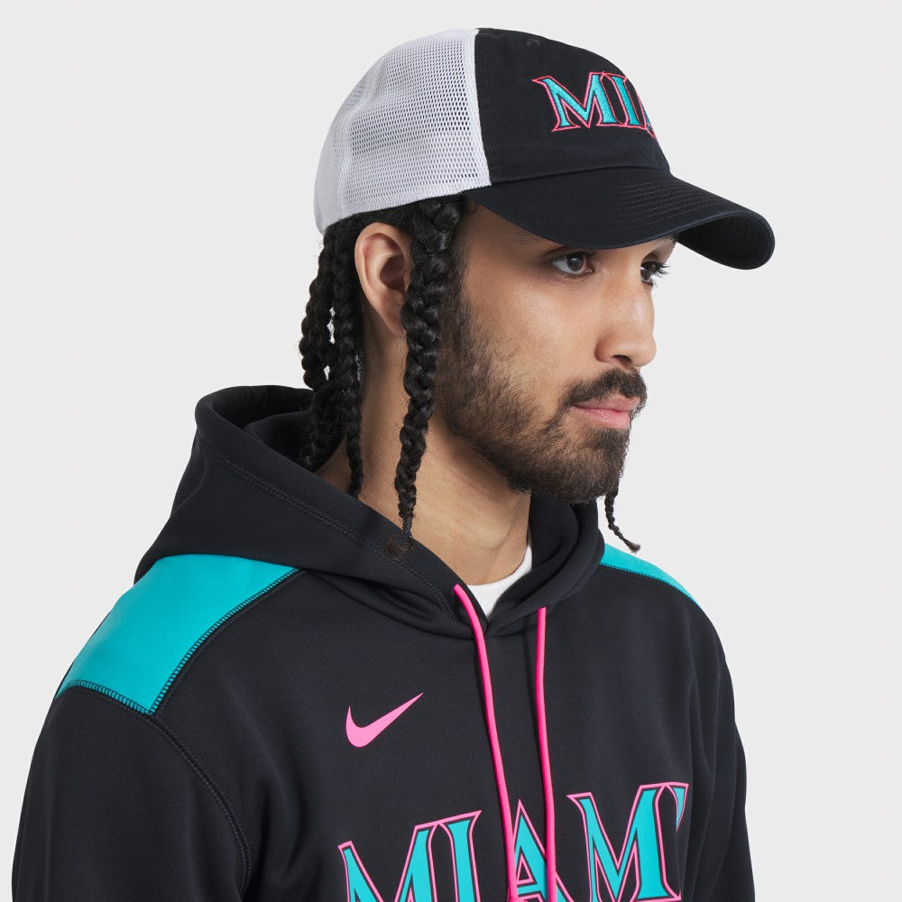 Black/White Miami Marlins Nike Unisex 2025 City Connect Trucker Adjustable Hat