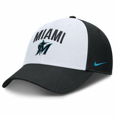 White/Black Miami Marlins Nike Club Performance Adjustable Hat