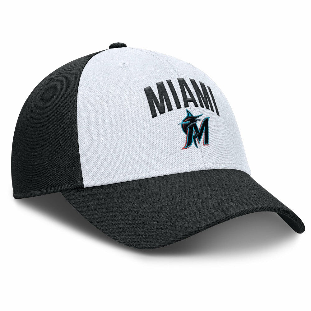 White/Black Miami Marlins Nike Club Performance Adjustable Hat
