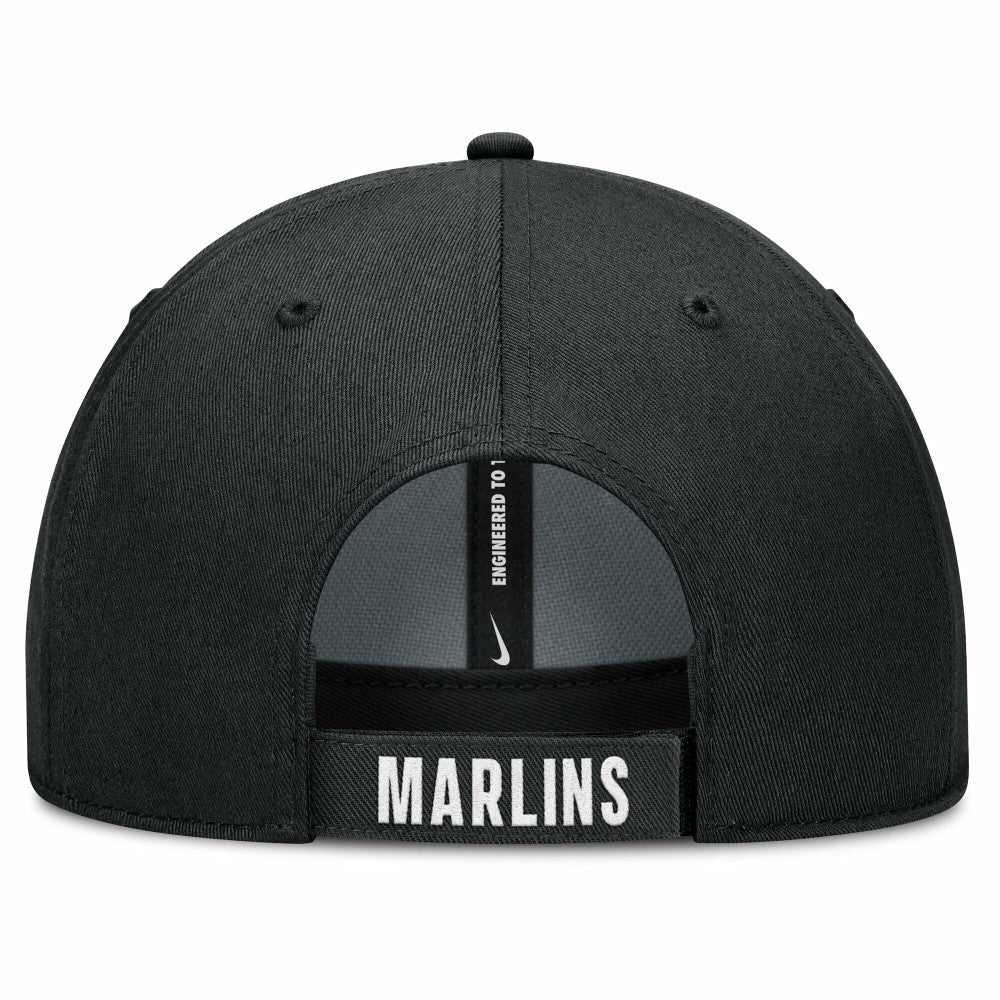 White/Black Miami Marlins Nike Club Performance Adjustable Hat