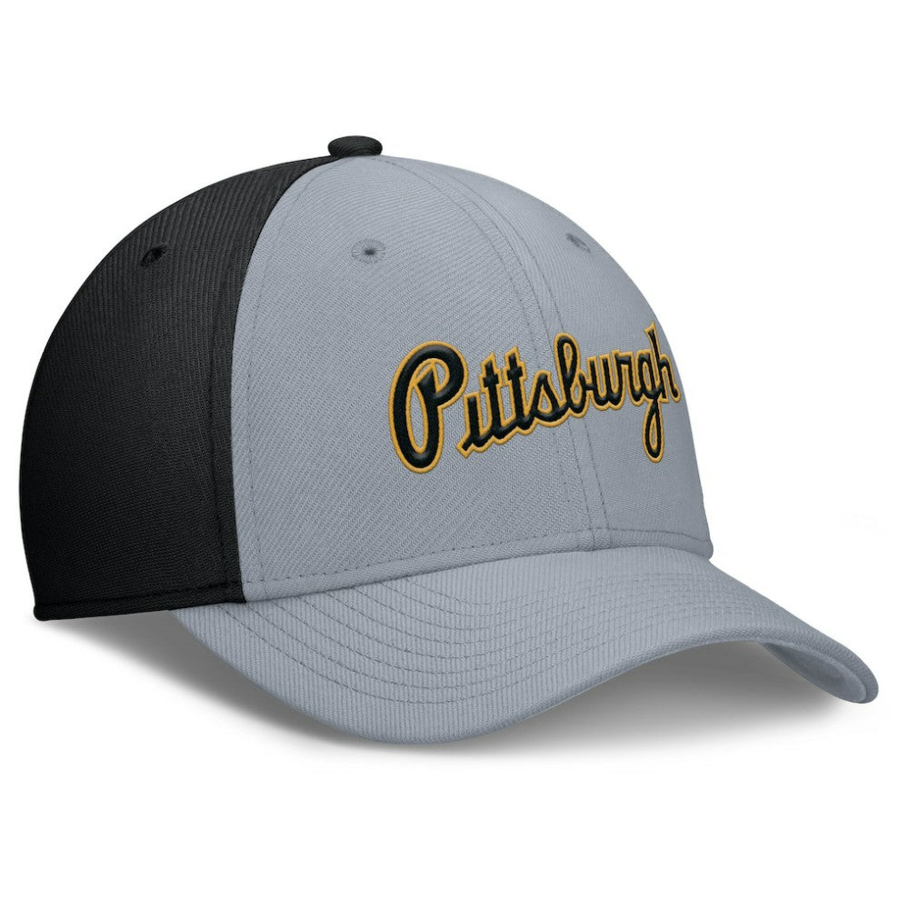 Gray/Black Pittsburgh Pirates Nike Rise Swoosh Performance Flex Hat