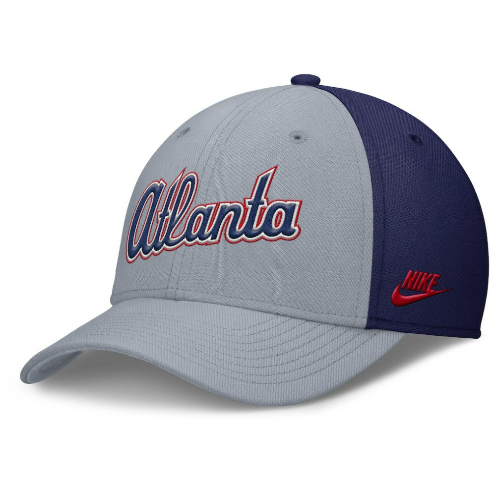 Gray/Navy Atlanta Braves Nike Rise Swoosh Performance Flex Hat