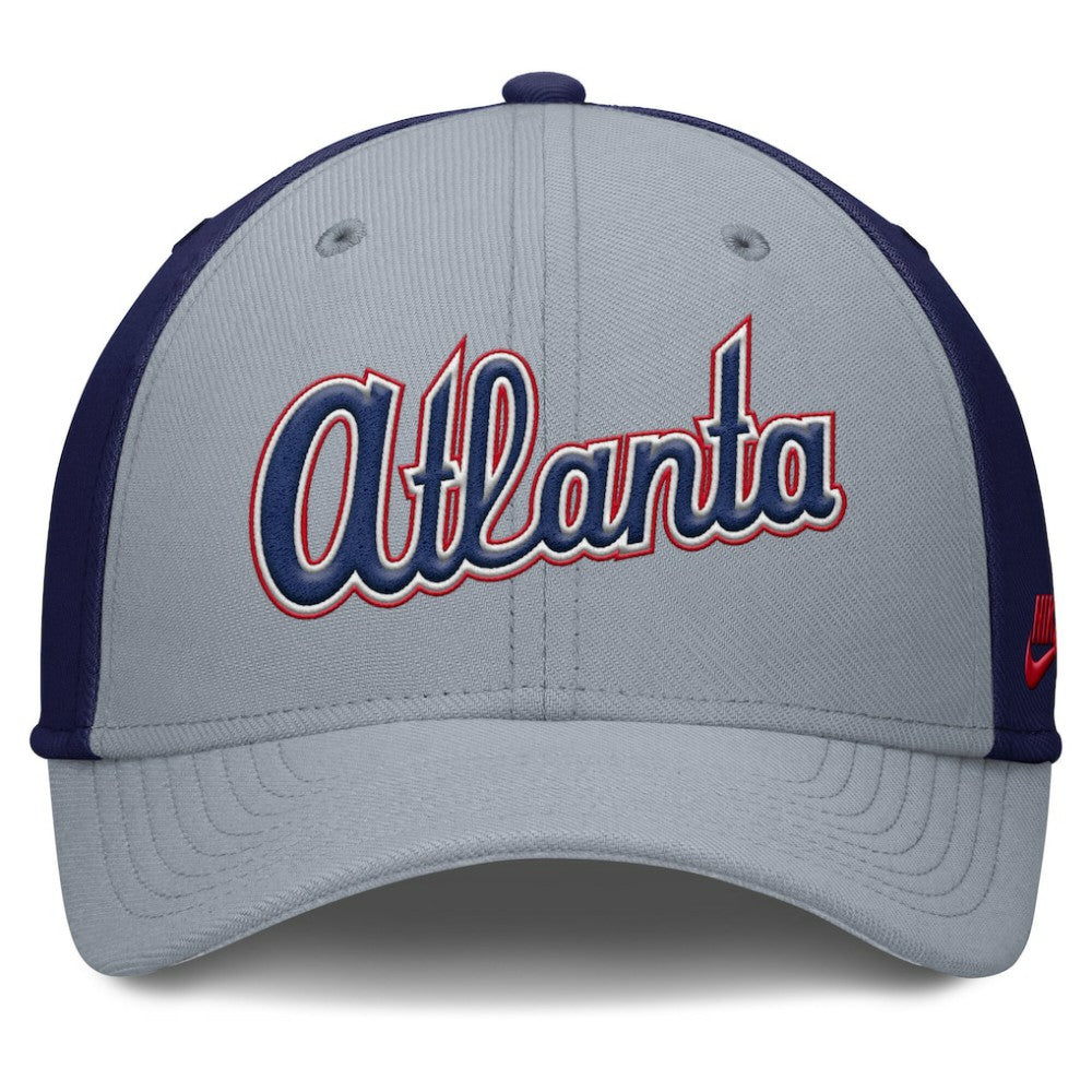 Gray/Navy Atlanta Braves Nike Rise Swoosh Performance Flex Hat