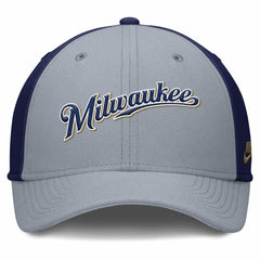 Gray/Navy Milwaukee Brewers Nike Rise Swoosh Performance Flex Hat