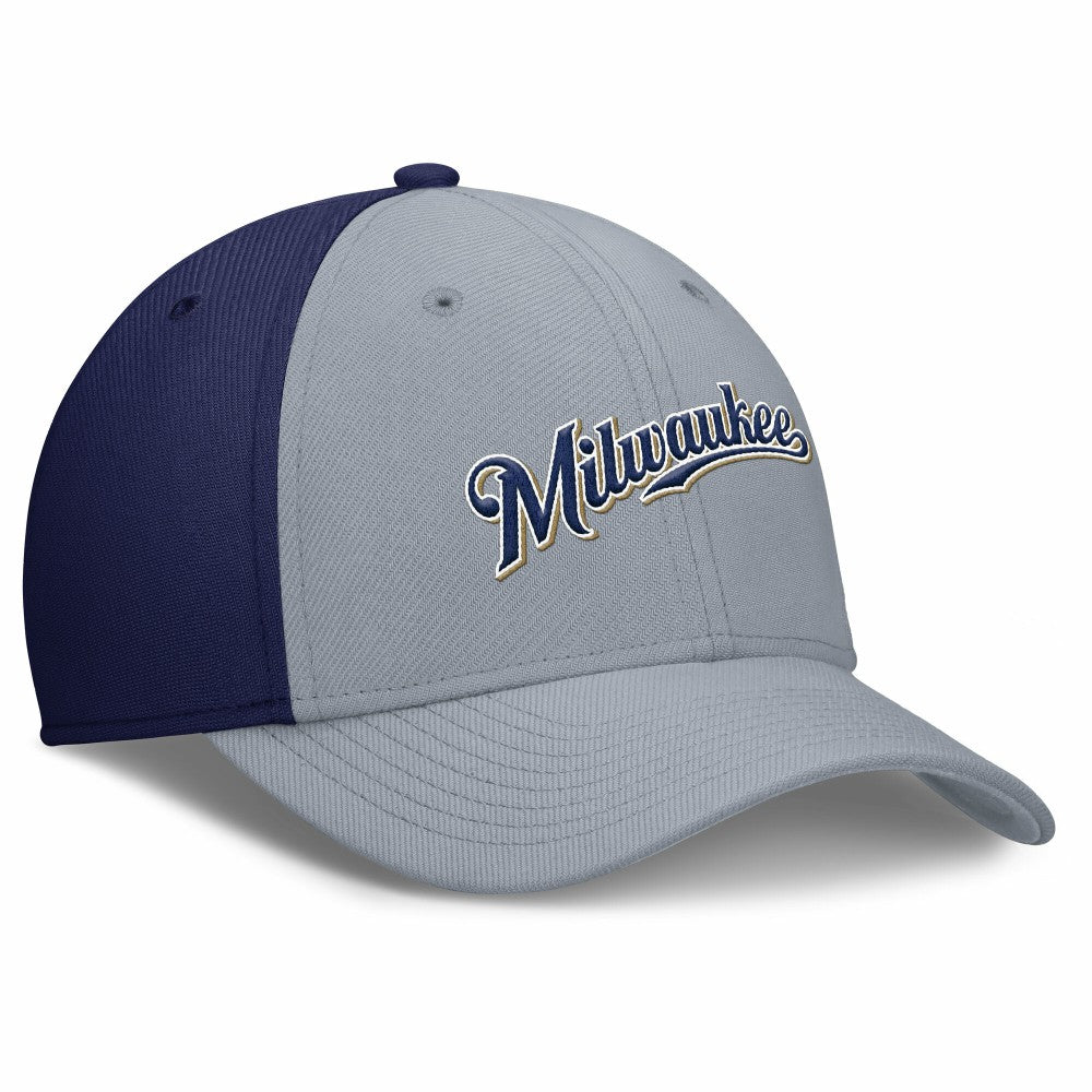 Gray/Navy Milwaukee Brewers Nike Rise Swoosh Performance Flex Hat